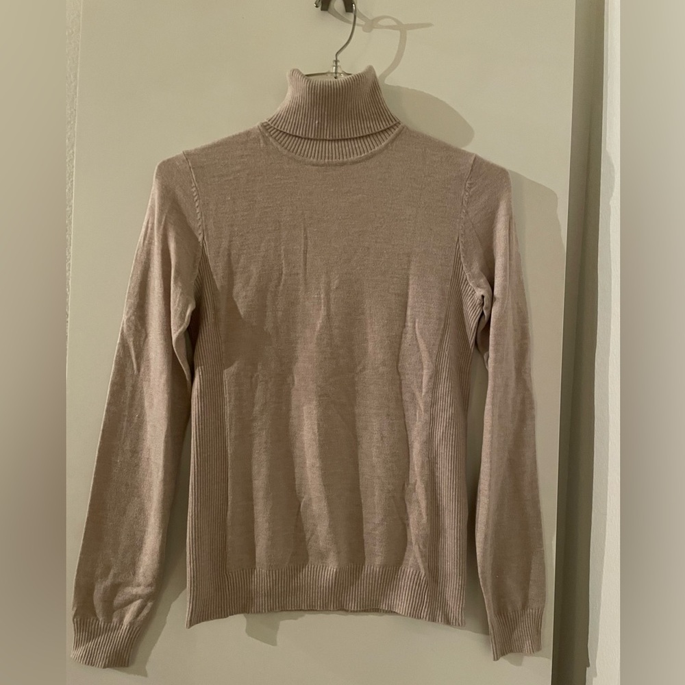 Love Ellie Classic Tan Turtleneck Sweater Long Sleeve NWOT